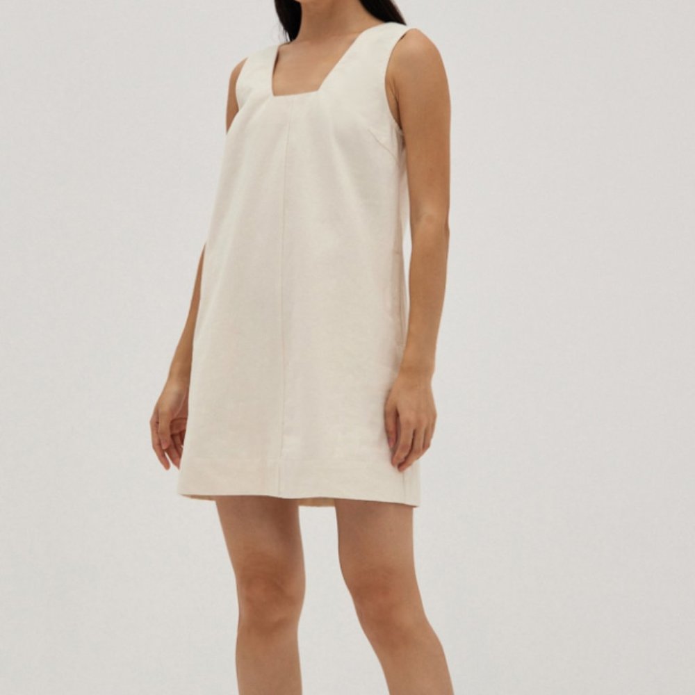 Cream Square Neck Shift Dress